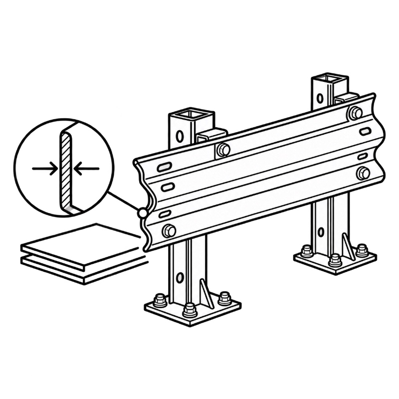Highway Guardrail System Material & Thickness