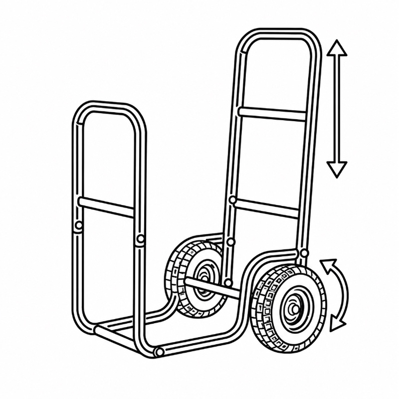 Metal Firewood Cart Handle & Wheel Configuration